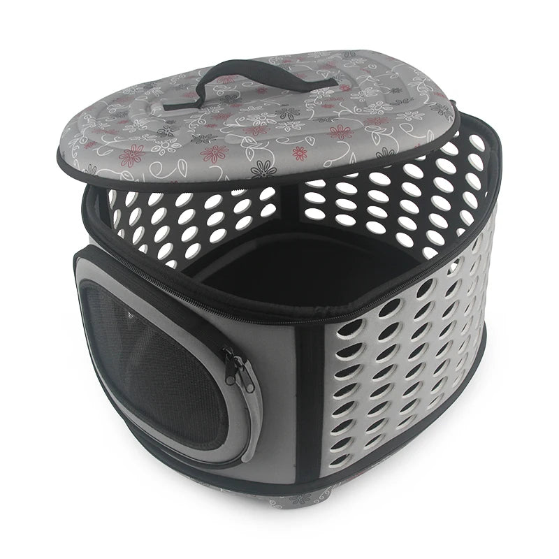 Travel Pet Bag Cat Flower Carriers Bags Breathable Pink Folding Small Dog Outdoor Shoulder Bag Folding Cats Carrying