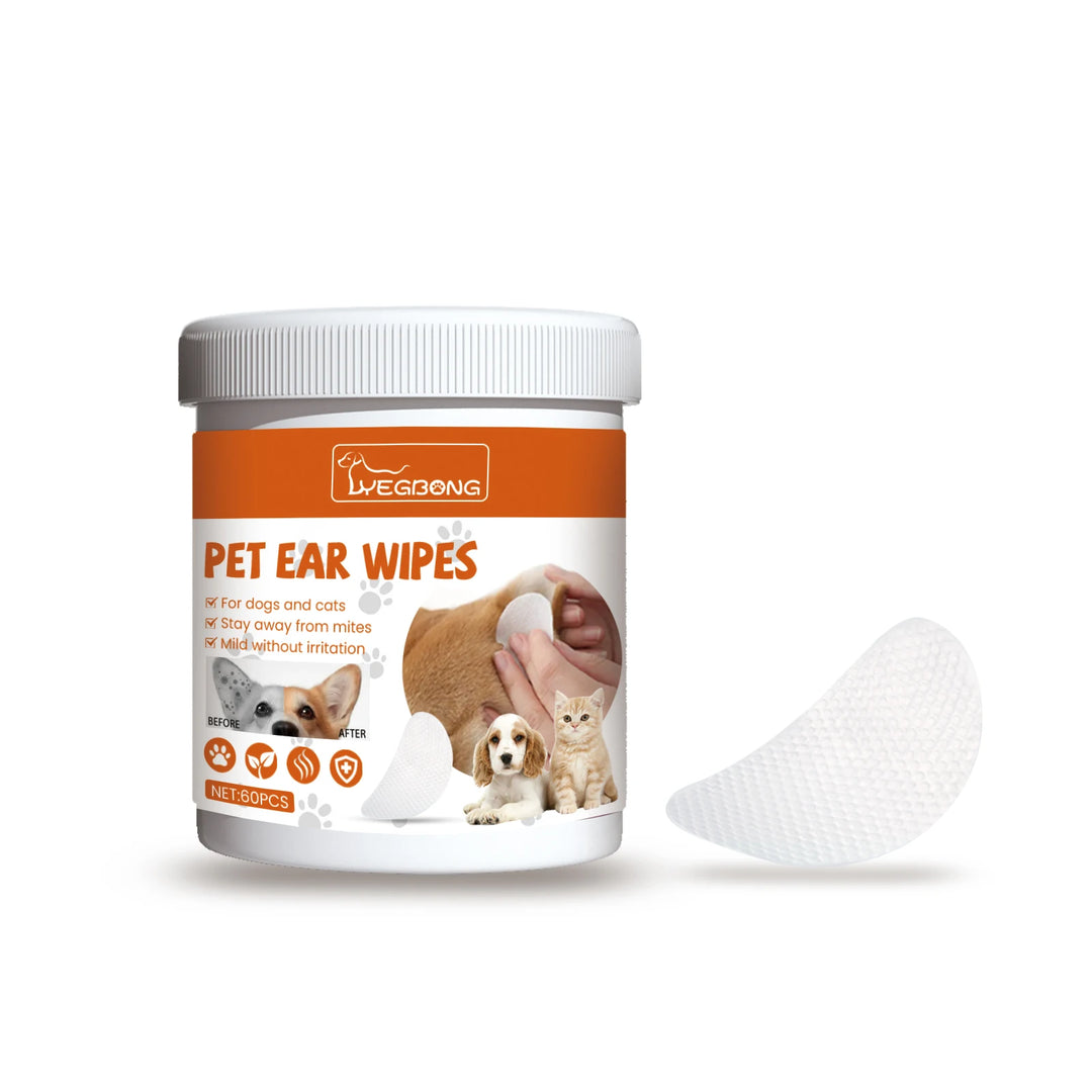  Pet Ear Wipes for Dogs Cats Cleaning Remove Ear Mites Wax Odor Aloe Vera Gentle Anti Itch Non Irritating Ear Care Grooming