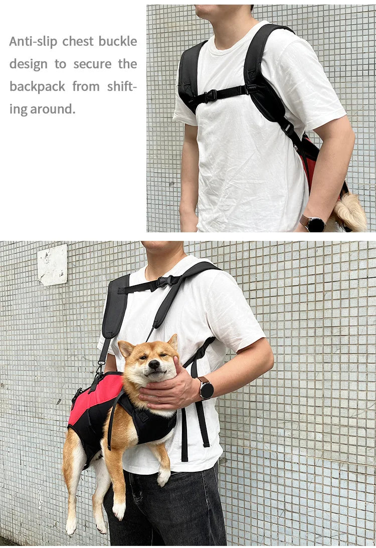 Pet Travel Backpack Shoulder Carrier Outdoor Hiking Walk Durable Comfortable Oxford Fabric Dog Carrying Bag Strap Fixation Bag