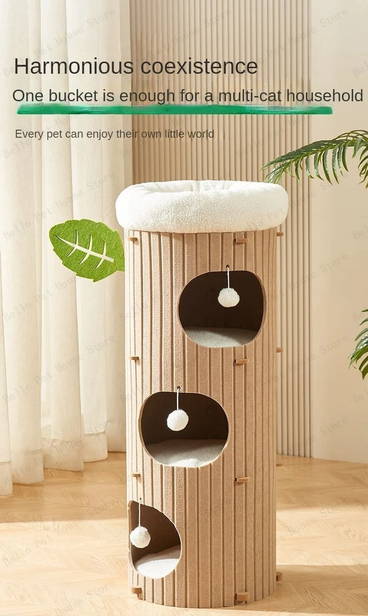 Multi-layer Felt Cat House Multi-function Tree Stump Cat House Wear-resistant Cat Scratching Board Pet Supplies Pet Furniture