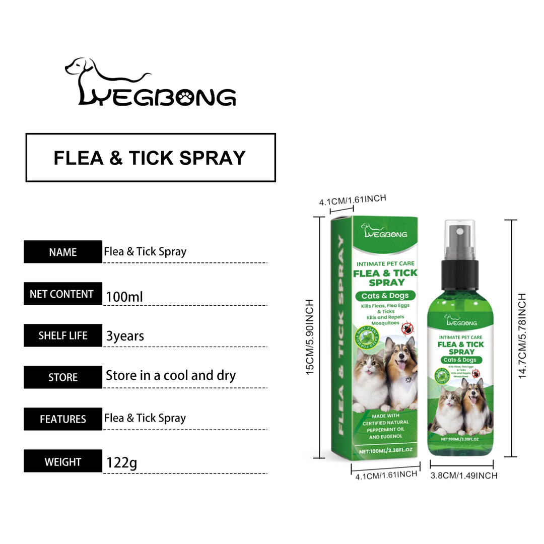 YEGBONG Flea Tick Spray Effective Insect Repellent Eliminate Odor Long Lasting Protection Gentle Ingredients Pet Flea Treatment