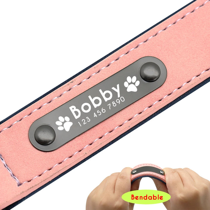Leather Dog Collar Leash Custom Durable Leather Pet Collars and Leashes Walking Leads Strap Cusomized for Small Medium Large Dog