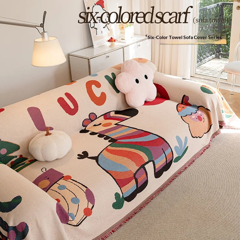 Home Living Room Sofas Covers Full Set With Tassel Furniture Cover 3 Seater And 2 Seater Set Prevent Cat Scratch Blanket