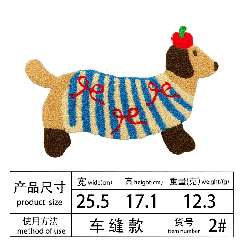 Large Long Dog New Towel Cartoon Animal Decorative Cloth Patch Clothes Accessories Embroidery DIY Patches for Clothing Sewing