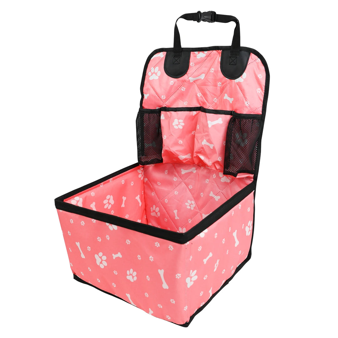 Pet Dog Car Seat with Storage Pockets Universal Pet Seat Cover for Small Medium Dogs Non-Slip Portable Travel Mat & Safety Bag