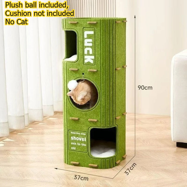 2 or 3 Story Cat Villa, Cat Climbing Frame, Shelter House, Multi-cat Family Cat House, Pet Cave, with Plush Ball But No Cushion
