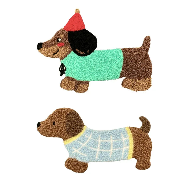 Large Long Dog New Towel Cartoon Animal Decorative Cloth Patch Clothes Accessories Embroidery DIY Patches for Clothing Sewing