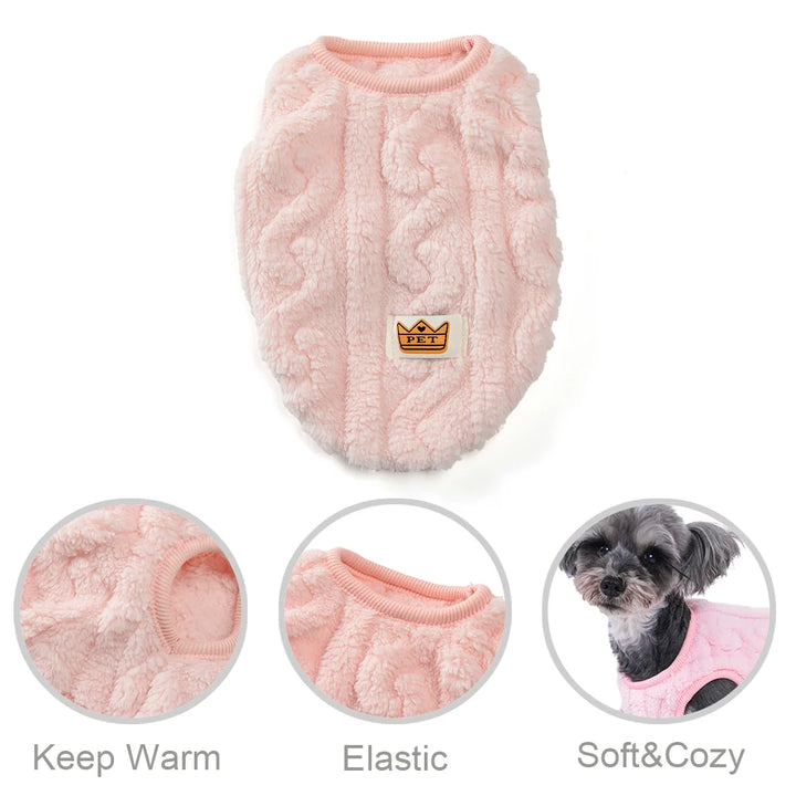 Fleece Warm Dog Cloth Sleeveless Soft Cozy Plush Vest Puppy Winter Overall for Small Medium Pet Sweatshirt  for Dog and Cat