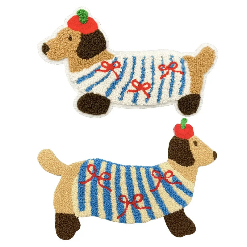 Large Long Dog New Towel Cartoon Animal Decorative Cloth Patch Clothes Accessories Embroidery DIY Patches for Clothing Sewing