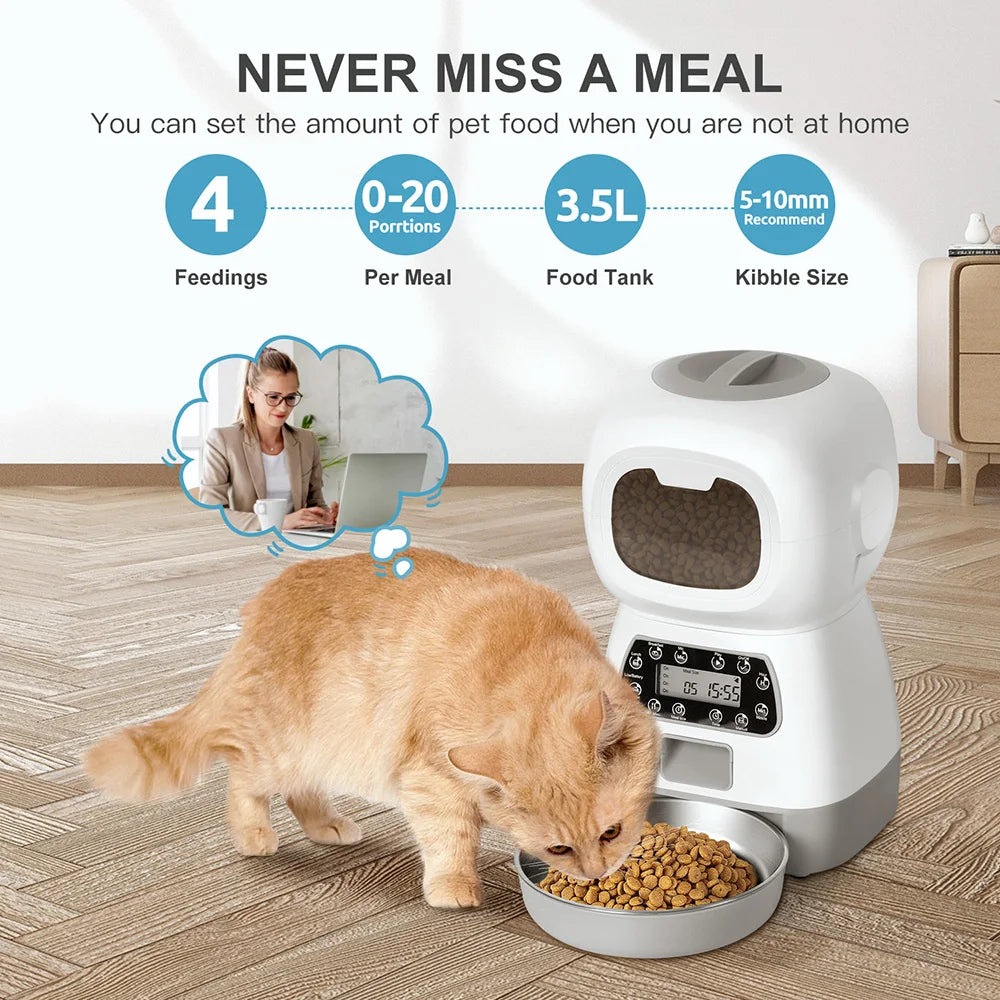 3.5L Automatic Pet Feeder Smart Food Dispenser for Cats Dogs Timer Stainless Steel Bowl Auto Cat Dogs WIFI Feeding Pet Supplies
