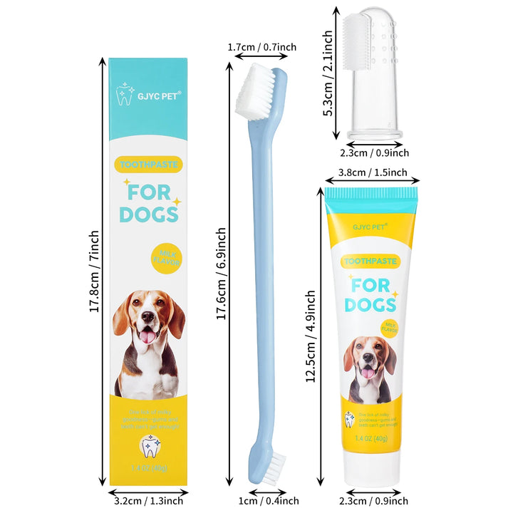 Dog Cat Dental Care Kit Milk Toothpaste Toothbrush Deep Clean Freshens Breath Reduces Plaque Tartar Oral Care For All Breeds
