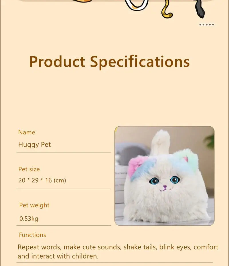 Cute Plush Toys Simulation Cat Dog Interactive Kids Huggy Pets Speak Electronic Accompanied Toy Children Gifts Birthday Awards