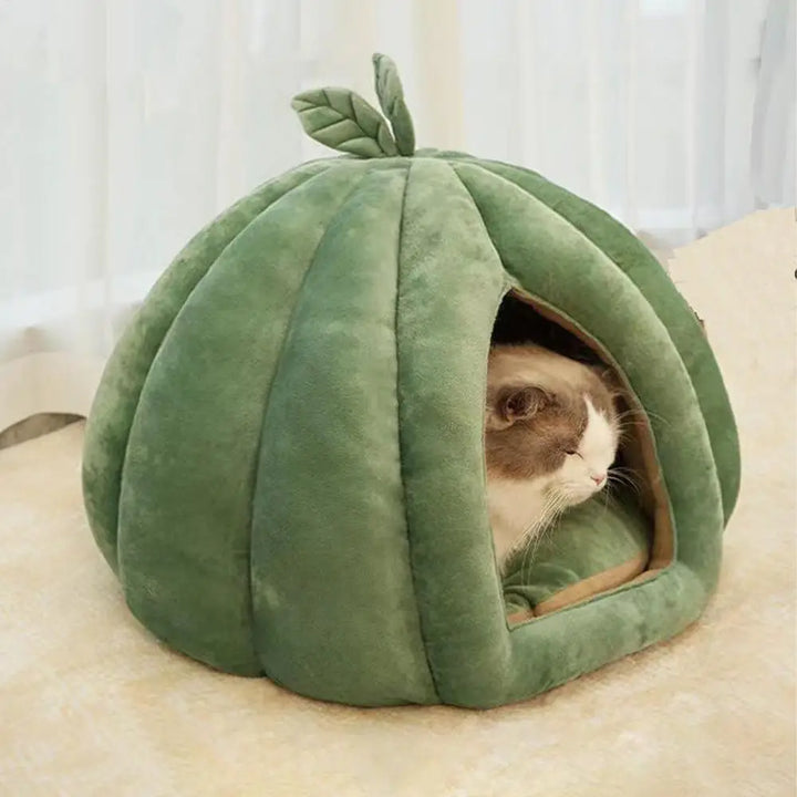 Cat Beds For Indoor Cats Pumpkin Cat House Enclosed Cat Bed Cat Cave Thickened Halloween Pet Bed Cat Hideaway For Kittens Small