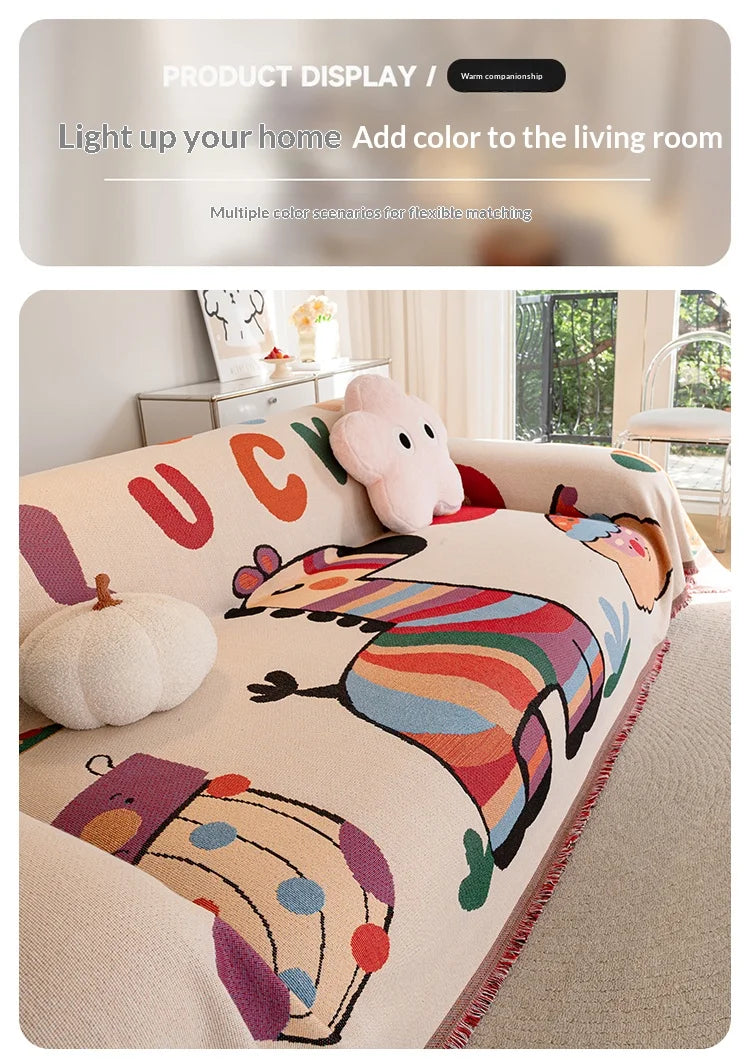 Home Living Room Sofas Covers Full Set With Tassel Furniture Cover 3 Seater And 2 Seater Set Prevent Cat Scratch Blanket