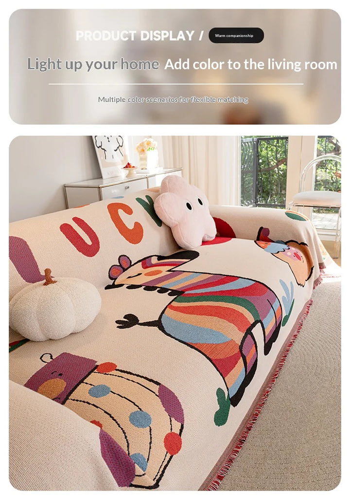 Home Living Room Sofas Covers Full Set With Tassel Furniture Cover 3 Seater And 2 Seater Set Prevent Cat Scratch Blanket