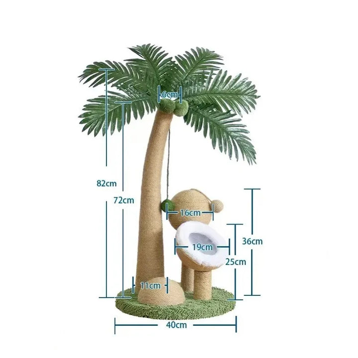 Coconut Tree Claw Sharpener Pole Interactive Cat Sisal Scratcher Natural Sisal Rope Cat Tree for Small Medium Cats