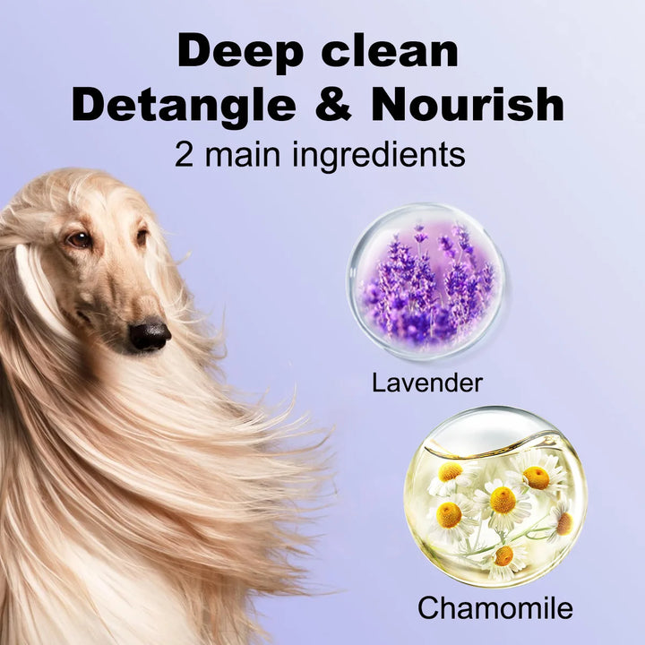 Pet shampoo, cat and dog shampoo, pet cleaning, pet odor removal hair protection, making hair softer, preventing pet hair loss