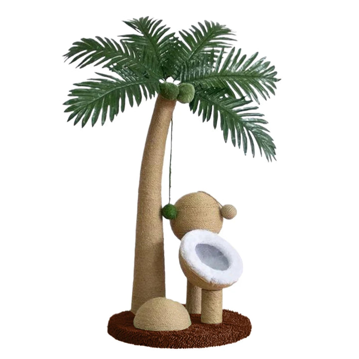 Coconut Tree Claw Sharpener Pole Interactive Cat Sisal Scratcher Natural Sisal Rope Cat Tree for Small Medium Cats