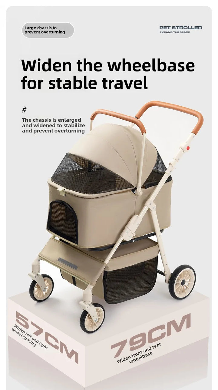 3-in-1 Pet Stroller for Cats & Dogs Detachable Carrier  Storage Basket One-Hand Fold & 4-Wheel Brakes  cat carrier dog carrier