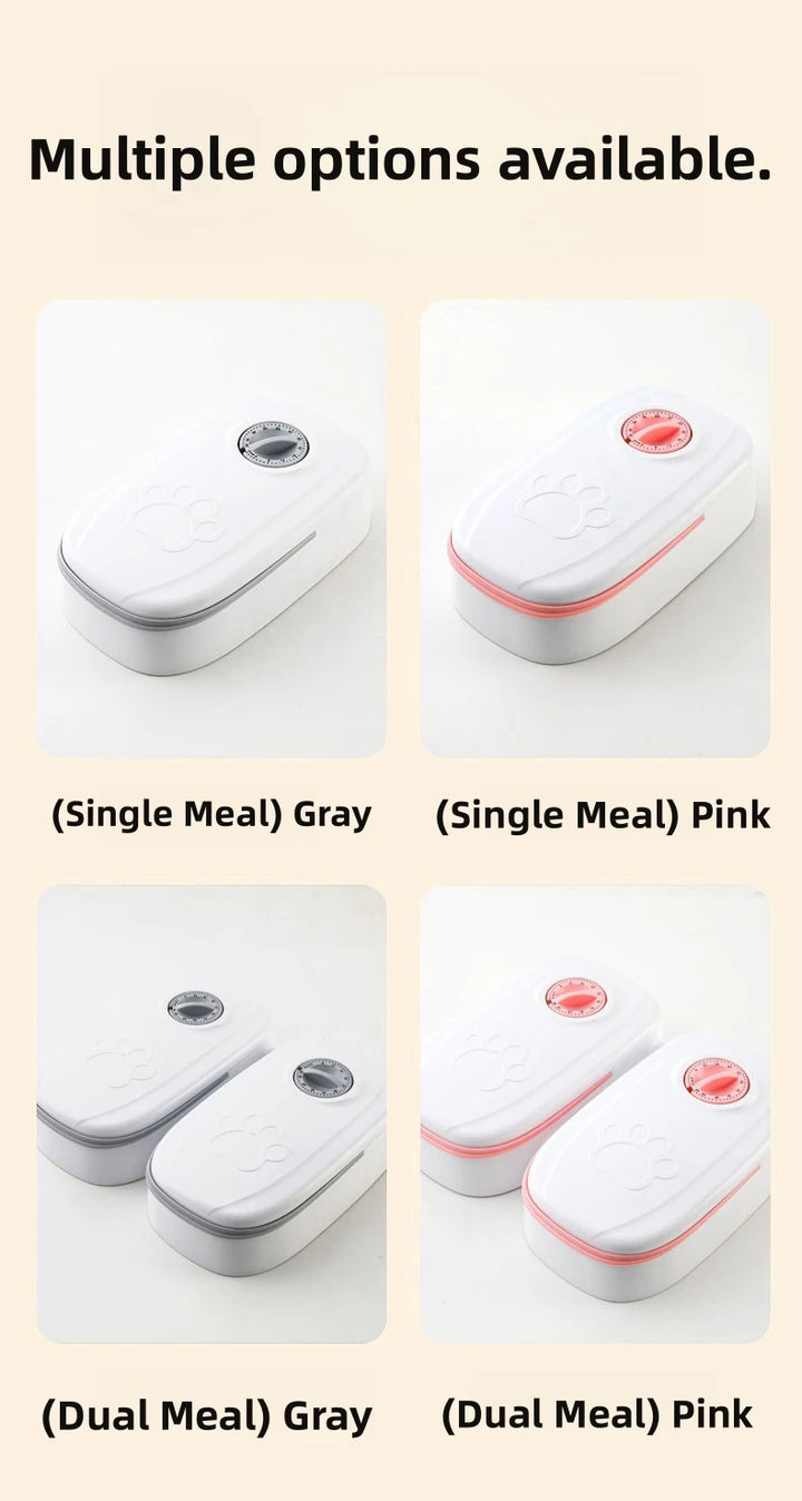 Pet Automatic Feeder Timed Quantification Separate Bowls for Dry Wet Feeding Easy to Clean Short-distance Travel Home Use