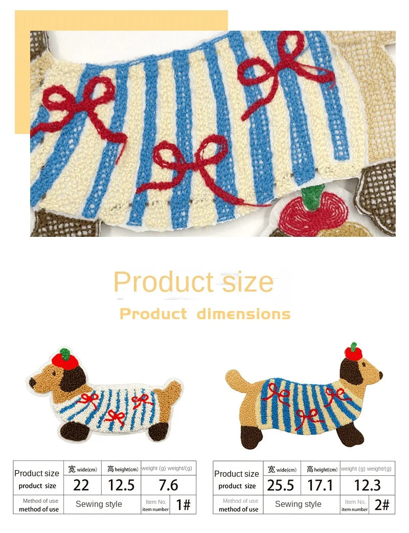 Large Long Dog New Towel Cartoon Animal Decorative Cloth Patch Clothes Accessories Embroidery DIY Patches for Clothing Sewing