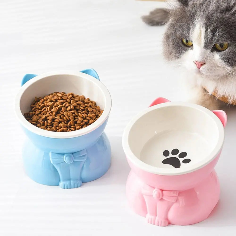 Pet Supplies Ceramic Cat Bowl Creative Slanted Mouth Dog Food Feeding Basin Non-slip Cute Pet Drinking Feeder Water Container