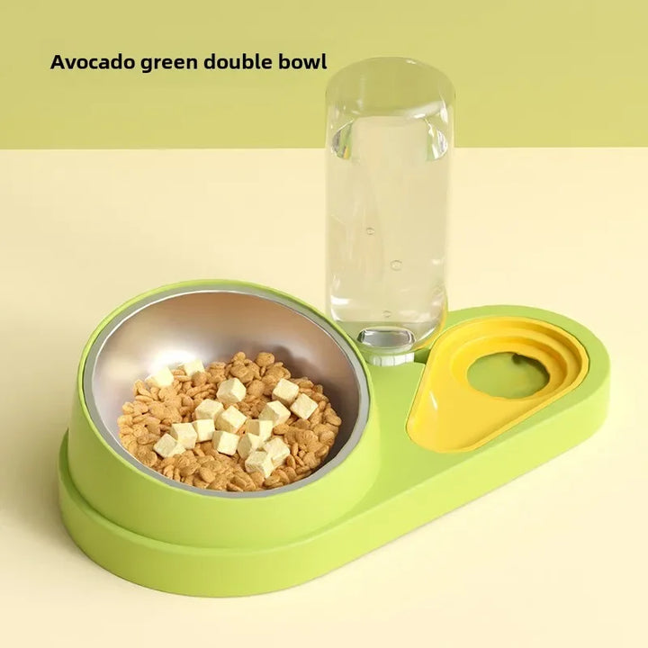 Double Bowl Pet Feeder with Anti-Tip Design + Auto-Refill Water Dispenser for Dogs & Cats