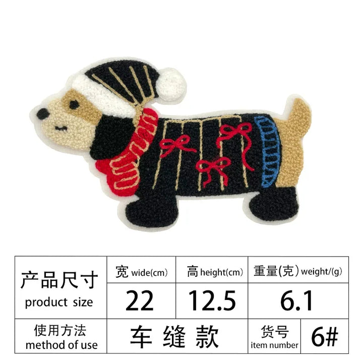 Large Long Dog New Towel Cartoon Animal Decorative Cloth Patch Clothes Accessories Embroidery DIY Patches for Clothing Sewing