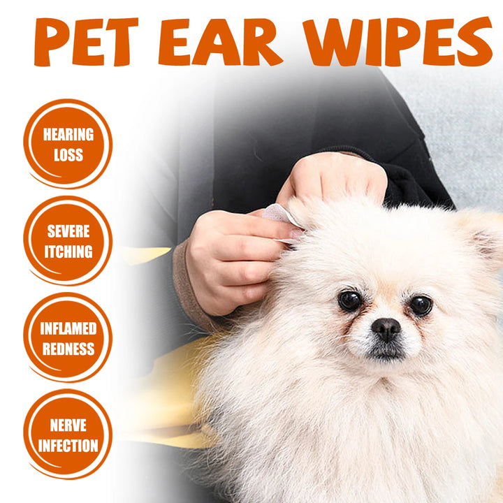  Pet Ear Wipes for Dogs Cats Cleaning Remove Ear Mites Wax Odor Aloe Vera Gentle Anti Itch Non Irritating Ear Care Grooming