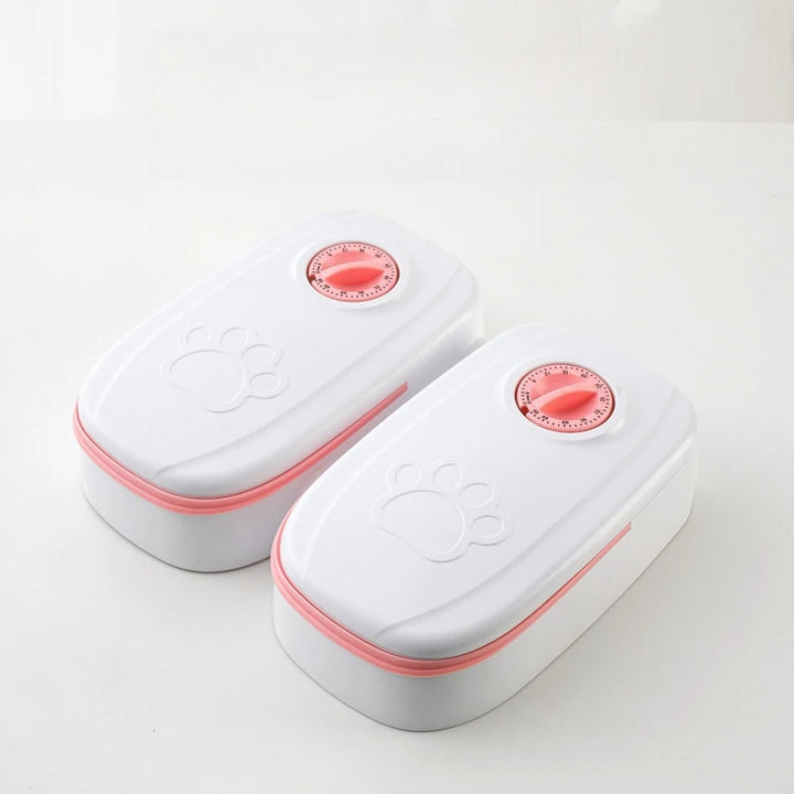 Pet Automatic Feeder Timed Quantification Separate Bowls for Dry Wet Feeding Easy to Clean Short-distance Travel Home Use