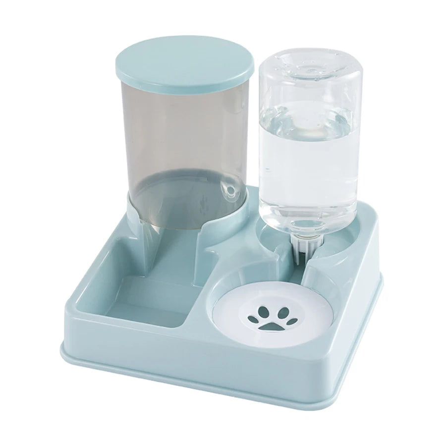 Automatic Cat Feeder Water Dispenser Set, 2 In 1 Tilted Automatic Pet Food And Water Feeder Gravity Food Feeder And Waterer