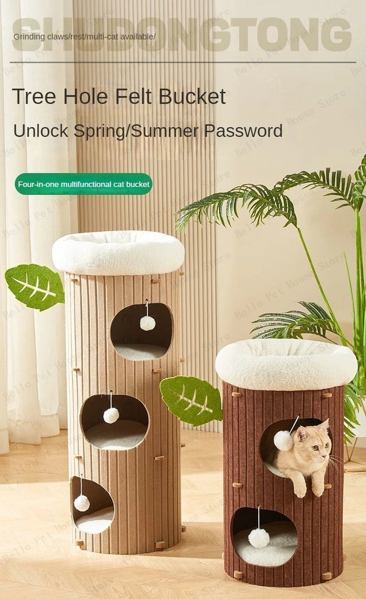 Multi-layer Felt Cat House Multi-function Tree Stump Cat House Wear-resistant Cat Scratching Board Pet Supplies Pet Furniture