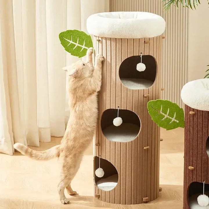 Multi-layer Felt Cat House Multi-function Tree Stump Cat House Wear-resistant Cat Scratching Board Pet Supplies Pet Furniture