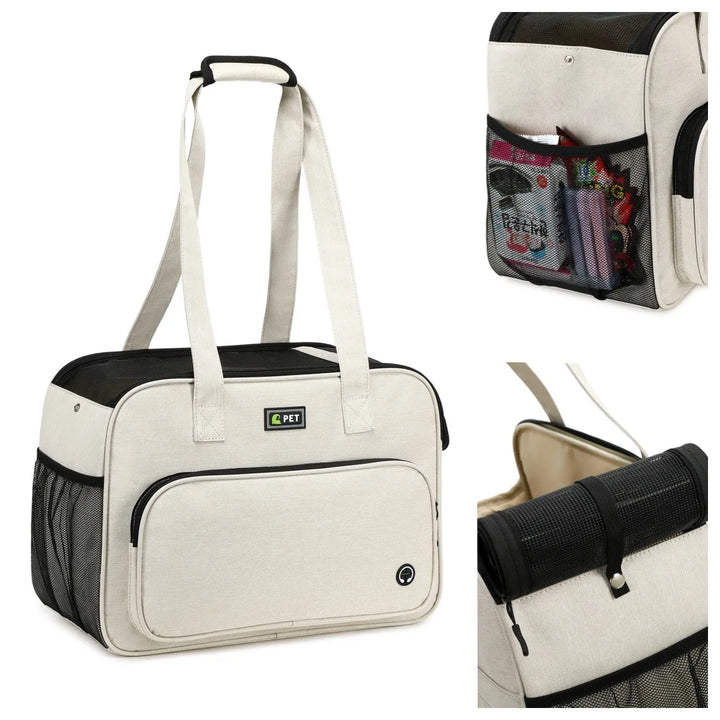Pet carrier bag for cats and small dogs, portable handbag for outings, large-capacity pet carrier for puppies