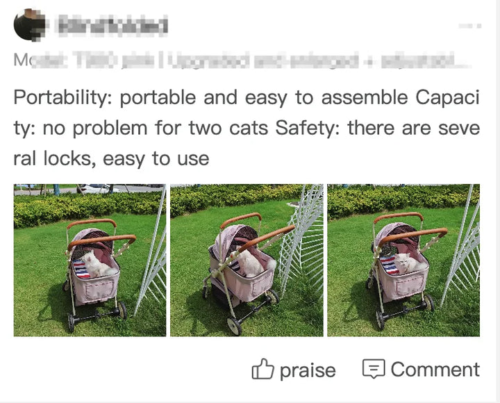 3-in-1 Pet Stroller for Cats & Dogs Detachable Carrier  Storage Basket One-Hand Fold & 4-Wheel Brakes  cat carrier dog carrier