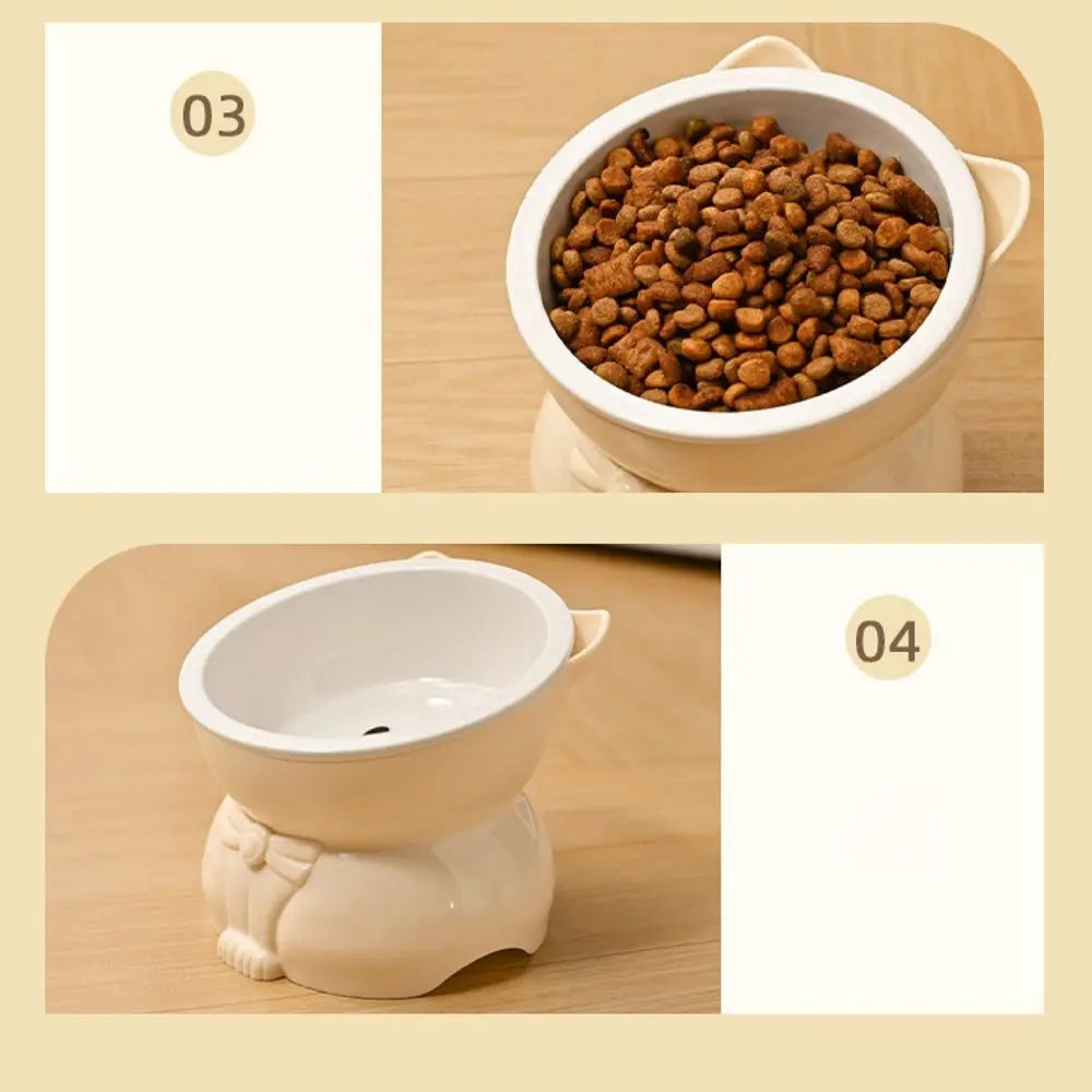 Pet Supplies Ceramic Cat Bowl Creative Slanted Mouth Dog Food Feeding Basin Non-slip Cute Pet Drinking Feeder Water Container