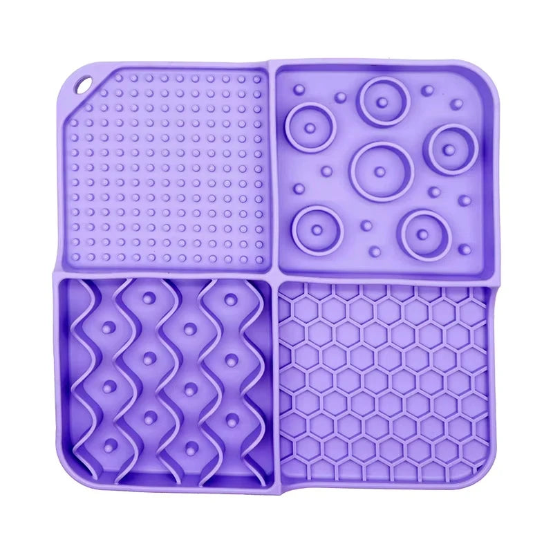 Slow Feeder Mat for Pets - Non-Toxic Silicone (Turquoise) Upgraded Anxiety and Boredom Relief Tool with Aluminum Bowl,17x11x2 in