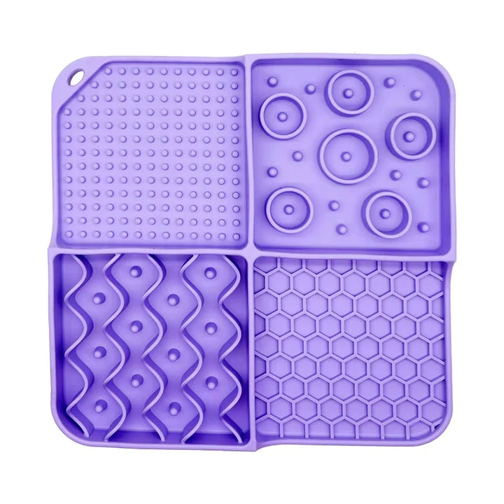 Slow Feeder Mat for Pets - Non-Toxic Silicone (Turquoise) Upgraded Anxiety and Boredom Relief Tool with Aluminum Bowl,17x11x2 in