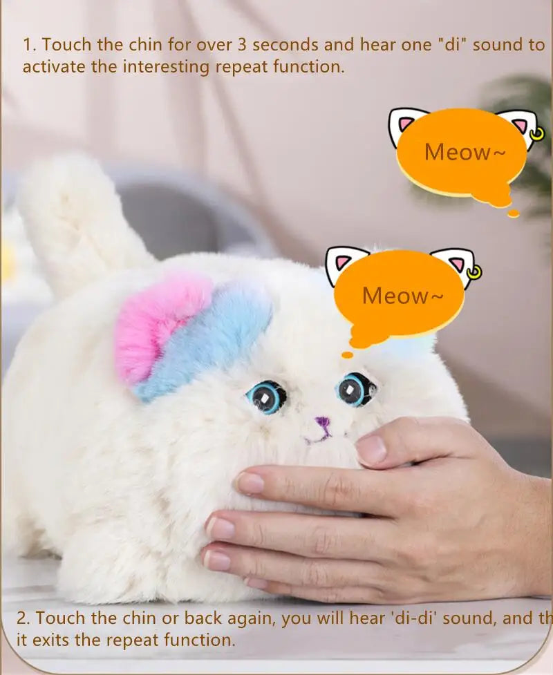 Cute Plush Toys Simulation Cat Dog Interactive Kids Huggy Pets Speak Electronic Accompanied Toy Children Gifts Birthday Awards