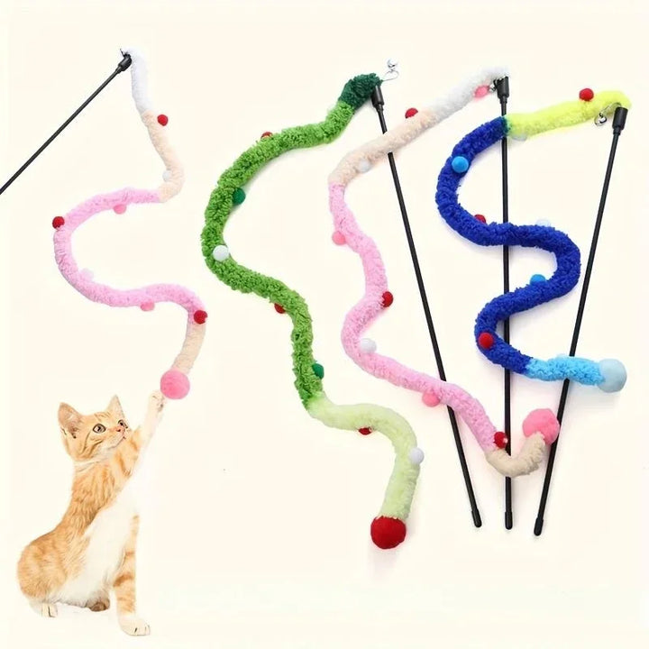 Pet Cat Interactive Teaser Toy Soft Plush Strip Wands Toys for Kitten Cats Play Pet Supplies for Fun And Exercise