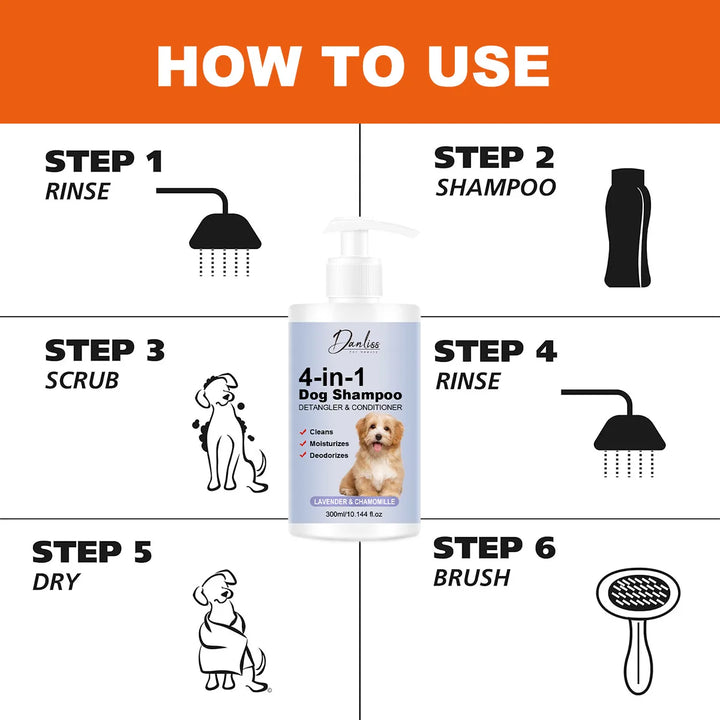 Pet shampoo, cat and dog shampoo, pet cleaning, pet odor removal hair protection, making hair softer, preventing pet hair loss