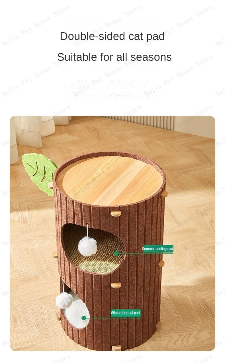 Multi-layer Felt Cat House Multi-function Tree Stump Cat House Wear-resistant Cat Scratching Board Pet Supplies Pet Furniture