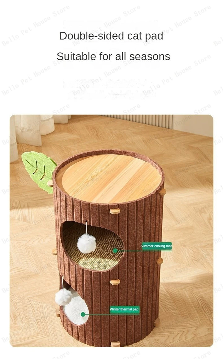 Multi-layer Felt Cat House Multi-function Tree Stump Cat House Wear-resistant Cat Scratching Board Pet Supplies Pet Furniture
