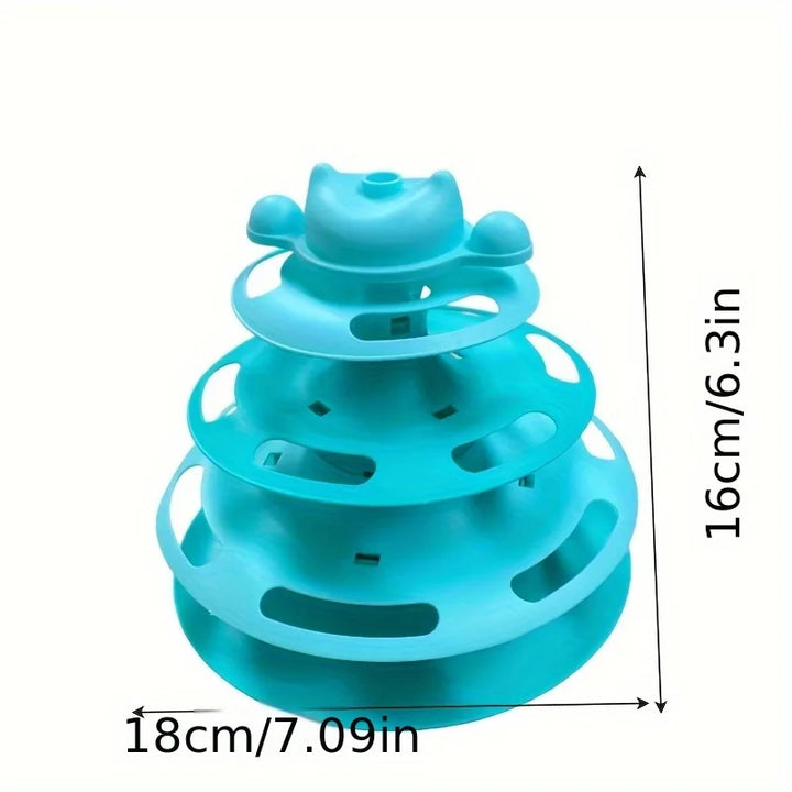 Cat Toys for Self-Entertainment: Interactive Turntable, Teaser Wand, Balls - Anti-Boredom for Kittens & Adult Cats,