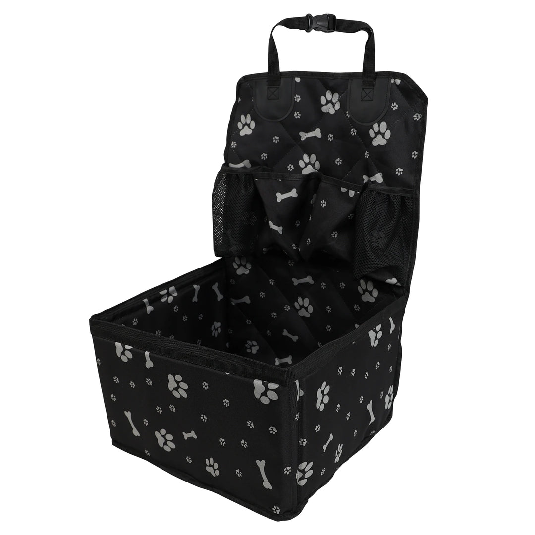 Pet Dog Car Seat with Storage Pockets Universal Pet Seat Cover for Small Medium Dogs Non-Slip Portable Travel Mat & Safety Bag