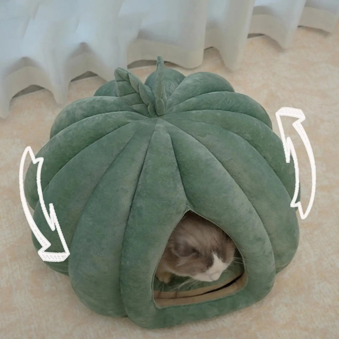Cat Beds For Indoor Cats Pumpkin Cat House Enclosed Cat Bed Cat Cave Thickened Halloween Pet Bed Cat Hideaway For Kittens Small