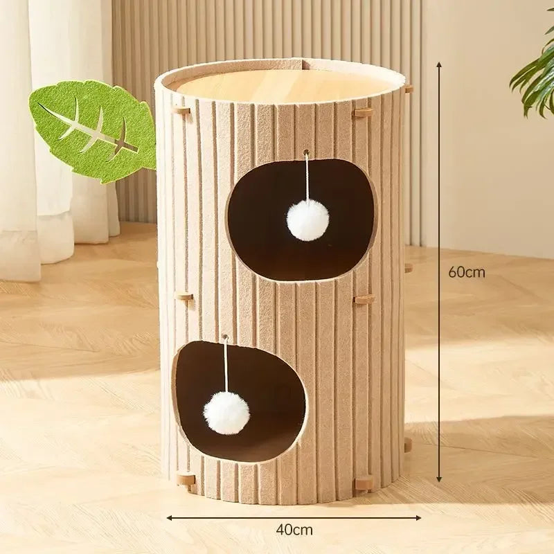 Multi-layer Felt Cat House Multi-function Tree Stump Cat House Wear-resistant Cat Scratching Board Pet Supplies Pet Furniture