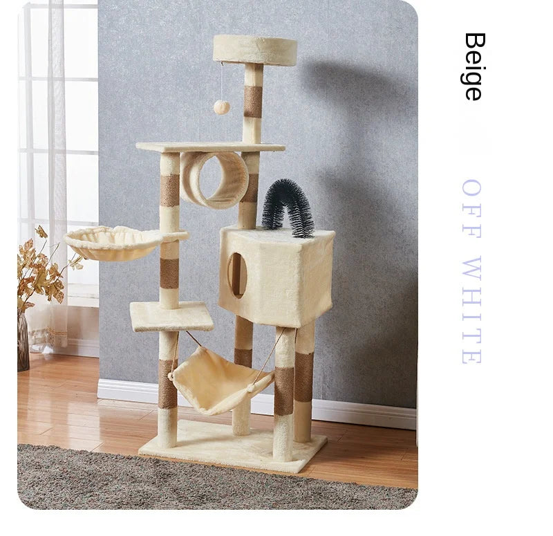 Large Cat Tree Tower with Multiple Hamocks, Scratch Tower, Villa Training Aids, Furniture, Pet Products Supplies
