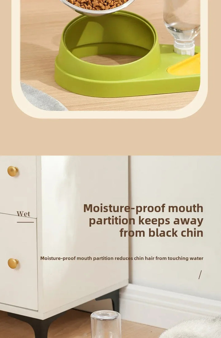 Double Bowl Pet Feeder with Anti-Tip Design + Auto-Refill Water Dispenser for Dogs & Cats