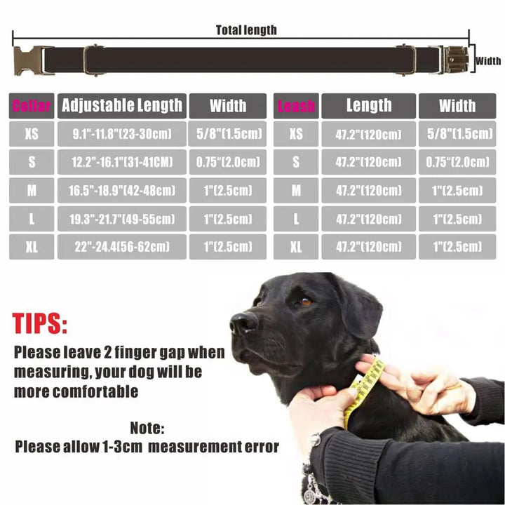 Free Engraving Personalized Dog Collars,Matching Leashes,Customized ID Name Contacts Muilti Design Adjustable Pet Collars